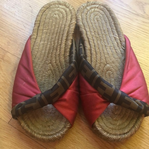 Fendi Espadrille Sandals Size 38 1/2 in EUC - Picture 1 of 9
